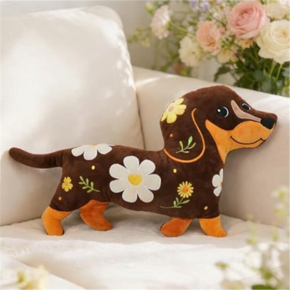 Handmade Dachshund Floral Embroidered Pillow  Best Dog Mom Gift for Women new